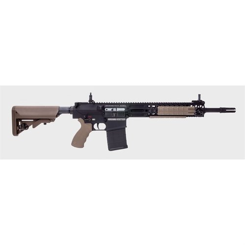 L129A1 är en semi-automatisk 7.62x51 NATO-rifle med MWS® monolitisk plattform, 16" pipa och 20 skotts magasin, perfekt för precision och hållbarhet.