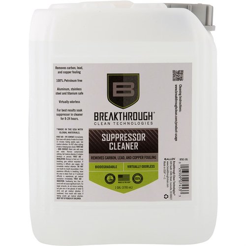 Breakthrough Clean Suppressor Cleaner är en vattenbaserad, ammoniakfri rengöringsmedel som effektivt tar bort kol och blyavlagringar utan att skada din dämpare.