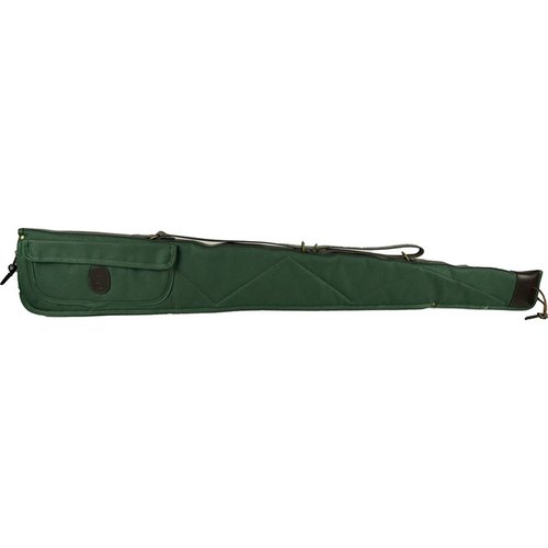 BOB ALLEN Canvas Shotgun Case erbjuder ett slitstarkt och vattenavvisande canvas yttermaterial, quiltad flanell inuti och ett skyddande lädertip för ditt vapen.