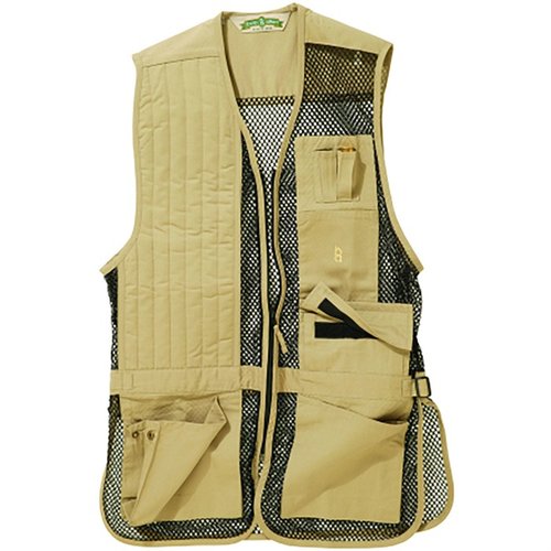 BOB ALLEN FULL MESH SHOOTING VEST är lätt och andas, har ficka för Insert-A-Pad, justerbara sidor, bältesfickor för hagelpatroner och extra patronloopar.