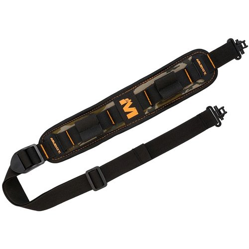 MUDDY SUMMIT RIDGE™ FLEXIBLE COMFORT SLING™ erbjuder komfort och hållbarhet med justerbar längd, anti-slip gripper och praktiska shell holders för långa jakter.