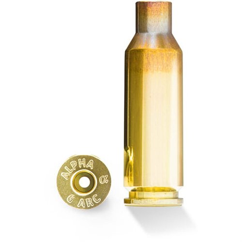 Alpha Munitions 6MM ARC BRASS erbjuder hög precision, låg rekyl och långdistansprestanda, perfekt för AR-15, med 100 stycken i skyddande förpackning.