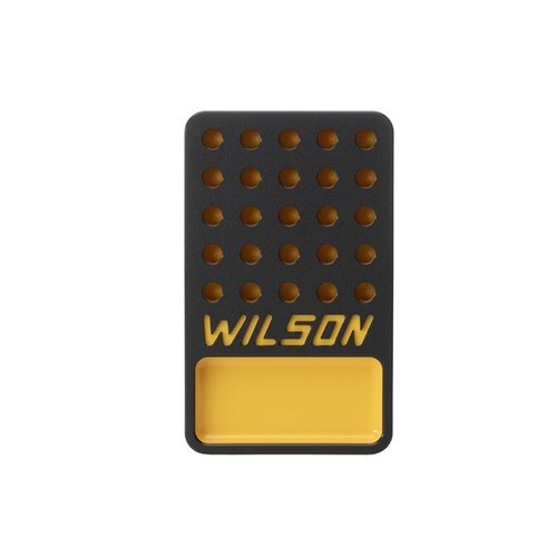 WILSON 25-runda omladdningstray med kopp erbjuder säker hantering av upp till 25 hylsor, låg profil, hållbar HDPE-plast och hög synlighet i svart/gult.