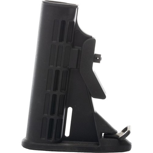 AP4 Mil-Spec Collapsible Carbine Stock för AR-15 erbjuder hållbarhet, sex-positioners justering, och enkel installation för pålitlig prestanda i alla miljöer.
