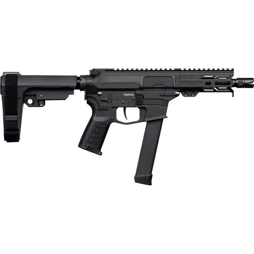 CMMG MKGS BANSHEE 9MM med 5" pipa erbjuder kompakt design, mjuk rekyl med Radial Delayed Blowback och M-LOK handskydd för mångsidig användning.