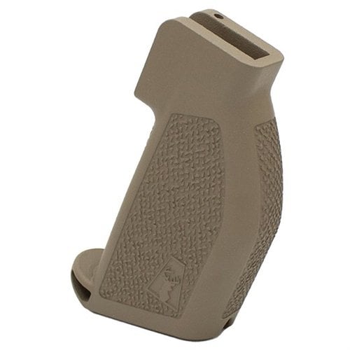 ALPHA PRECISION RIFLE GRIPS ger en ergonomisk och snabb greppupplevelse, med stippling för bättre kontroll och minskad trötthet vid långvarig skytte.
