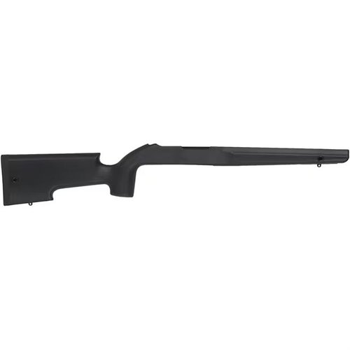 TITAN22 LT Hunter Rimfire Stock är lätt, hållbar och erbjuder en fri-float barrel channel för ökad precision, perfekt för jakt och fältanvändning.