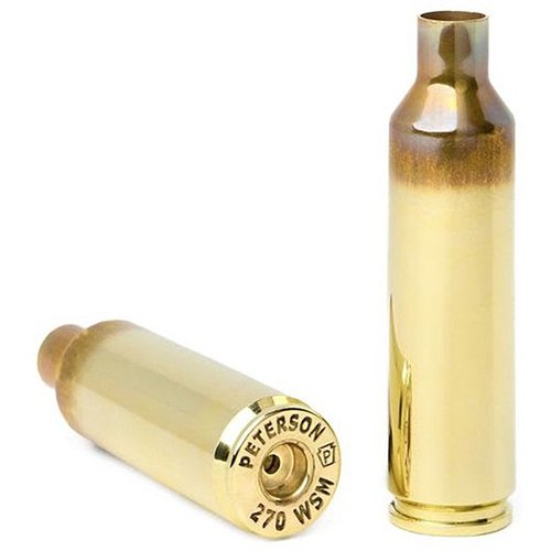 PETERSON CARTRIDGE 270 WSM BRASS erbjuder match-kvalitet, hållbarhet och precision med värmebehandlad konstruktion för lång livslängd och konsekvent prestanda.