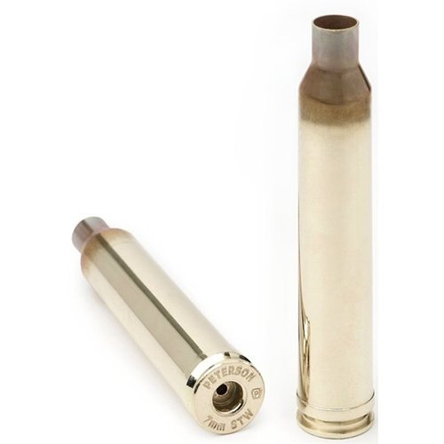 PETERSON CARTRIDGE 7MM STW BRASS erbjuder match-grade precision, värmebehandlad hållbarhet och konsekvent tändning för pålitliga och exakta skott.