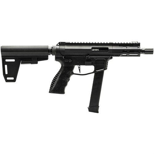 GFORCE ARMS JAWBONE 9mm pistol med 33+1 kapacitet, ambidextrous kontroller, Ace of Brace, och Picatinny rail för anpassning. Perfekt för hemförsvar och träning.