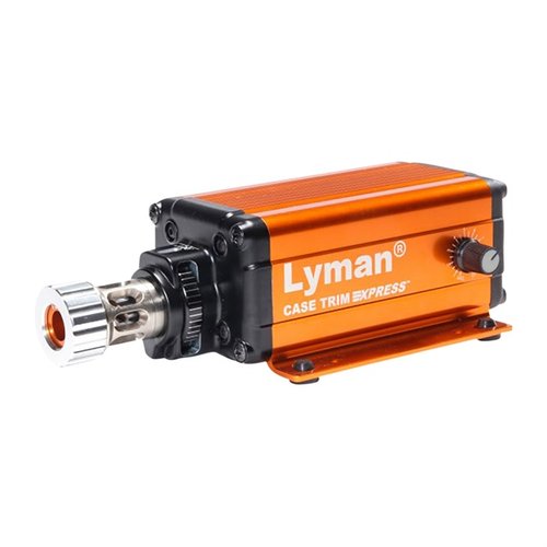 Lyman Case Trim Xpress erbjuder snabb och exakt trimning av hylsor med en variabel hastighetsmotor, 10 bushings och en kompakt design för minimal bänkyta.