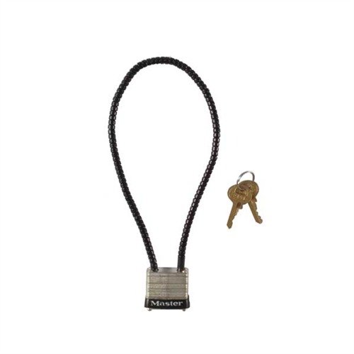 MASTER LOCK GUNLOCK är en California-godkänd fyrpinnars stållås med en stark och tunn kabel som passar nästan alla avlastade vapen, unik nyckel för varje lås.