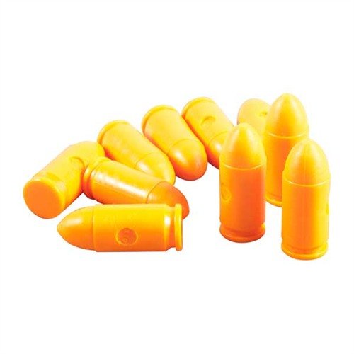 SAF-T-TRAINERS dummy rounds i orange plast är perfekt för träning, med en tydlig skillnad i känsla för att undvika förväxling med skarpa patroner.