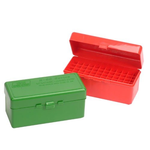 MTM CASE-GARD ammo box är tillverkad av hållbar polypropylene, med mekanisk gångjärn som håller i 25 år och skyddar mot spill, perfekt för jakt och tävling.