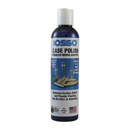 Iosso Case Polish rengör och polerar mässingshylsor till hög glans, tar bort oxidation och förhindrar att de blir matta, med en bio-baserad formel.