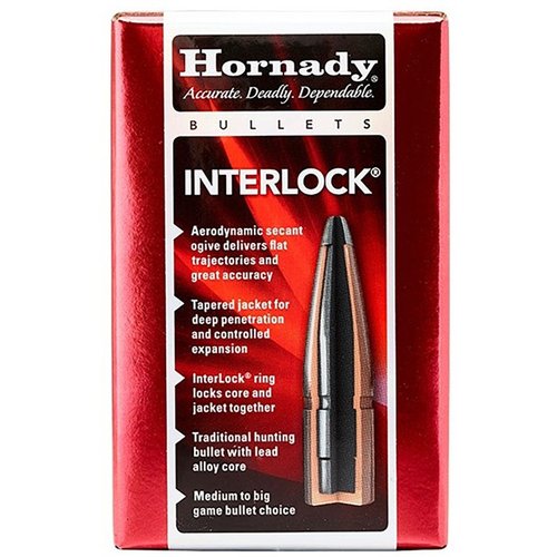 HORNADY INTERLOCK 270 CALIBER (0.277") 140GR BTSP kulor erbjuder överlägsen precision och stabilitet, perfekt för jakt och sportskytte.