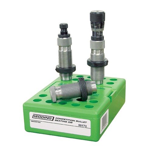 Competition Pro Carbide Die Set för progressiv omladdning, inkluderar Titanium Carbide Sizing Die, justerbar Seating Die och crimp die för överlägsen precision.