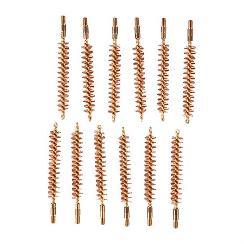 Dozen Pack Bronze Rifle Brushes är perfekta för effektiv rengöring av din 35 kaliber bössa. Hållbar bronze och 8-32M gänga för enkel användning.