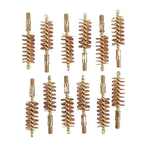 Dozen Pack Bronze Pistol Brushes är perfekta för rengöring av 44/45 kaliberpistoler. Hållbar och effektiv med 8-32M gänga, idealisk för noggrant underhåll.