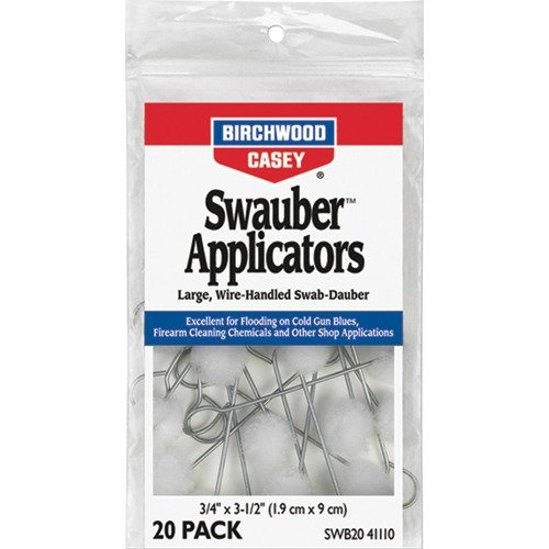 Swauber Applicators från Birchwood Casey erbjuder precis applicering av kemikalier och rengöringsmedel med skyddande handtag för dina händer. Perfekt för vapentjänst!