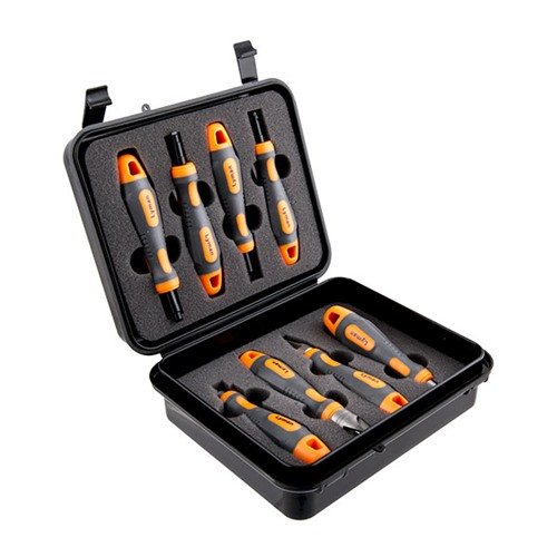 Lyman Universal Case Prep Accessory Set innehåller alla nödvändiga verktyg för hylsberedning, perfekt för att komplettera din hylstrimmer.
