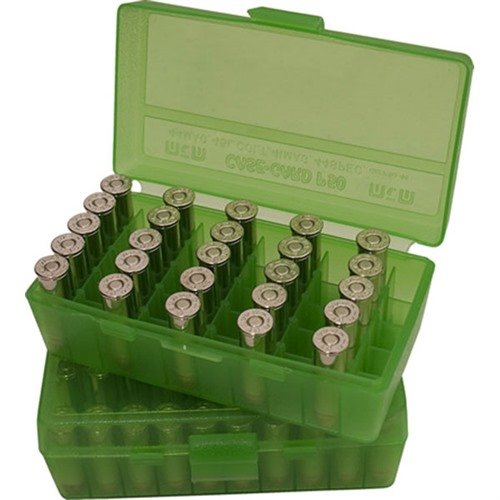 -P50-9M Handgun Ammo Box-Clear Green 16 P-50 Series MTM Case Gard 