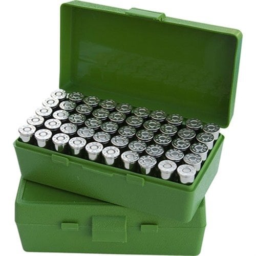 MTM Case-Gard P-100 ammo box är perfekt för handskyttar, med ett hållbart, skrapbeständigt ytskikt, stapelbar design och 25 års garanti på låset.