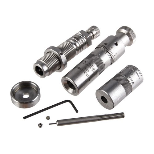 L.E. Wilson Bushing Full Length Die Kit för 308 Winchester erbjuder exakt storleksjustering av hylsor och kulor, med en praktisk Case Length Headspace Gauge för precision.
