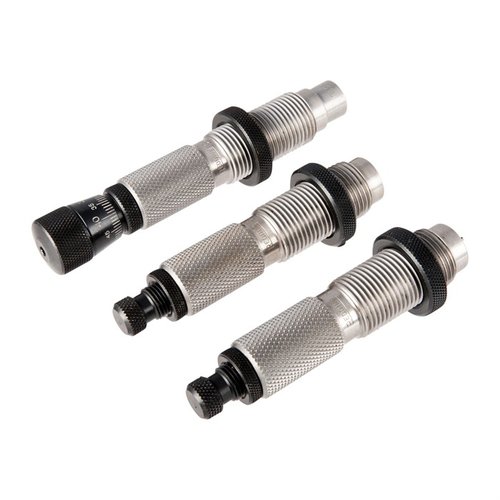 MASTER HUNTER DELUXE CARBIDE DIE SETS erbjuder full längd resizing och nack sizing för optimal laddningsutveckling, perfekt för erfarna jägare.