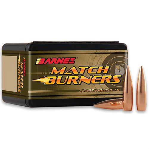 Barnes Match Burner 6.5MM (0.264") kulor erbjuder precision och överkomligt pris med en kopparbelagd blykärna, perfekt för tävling och plinking.