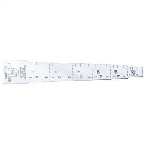 QUICK CHECK CHOKE GAUGE är en tunn och lätt mätare i rostfritt stål som enkelt får plats i fickan, perfekt för att snabbt kontrollera choke constriction på alla hagelgevär.