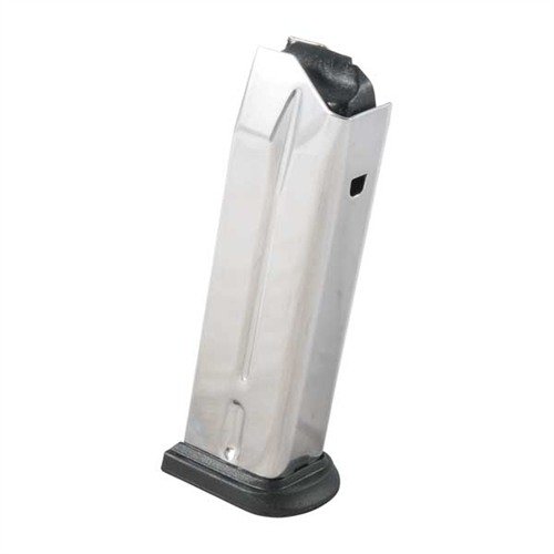 .40 S&W magasin från Springfield Armory, tillverkat i rostfritt stål för pålitlig matning, med 12-runders kapacitet och enkel rengöring för optimal prestanda.