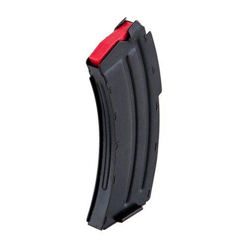 SAVAGE MARK II 10 RD MAGAZINE 22LR är en fabriksoriginalmagasin med 10 skott, klar att använda och har en elegant matt svart finish för hållbarhet.