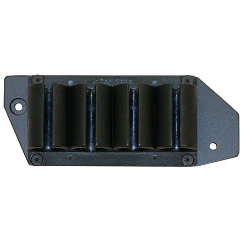 Lättvikts nylon shell holder för Mossberg 500, monteras enkelt på mottagaren utan permanent förändring, håller 4 patroner för snabb omladdning.