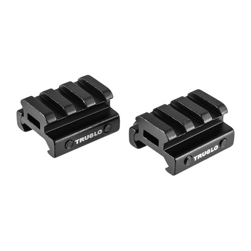 TruGlo ½” 2-delad Picatinny riser mount är lätt att installera, höjer monteringsytan ½” och ger extra utrymme runt utdragningsporten.