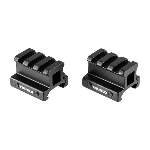 Upptäck TruGlo ¾” 2-delad Picatinny höjdmontage för enkel installation av sikten. 🛠️ Perfekt för AR-15 Flattop och tillverkad av aluminium.