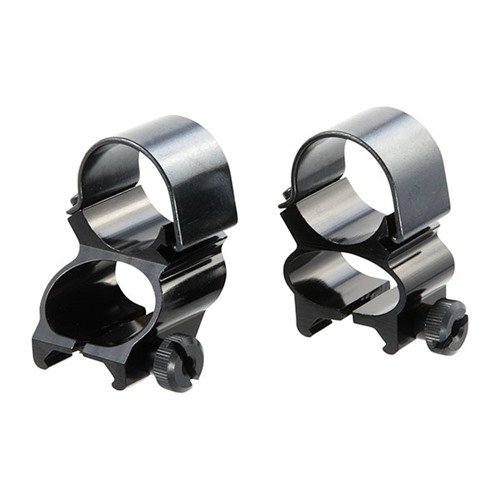 SEE-THRU MOUNT RINGS i satinblå finish ger extra ögonavstånd och möjliggör enkel användning av både järnsikten och kikarsikten på Weaver-baser.