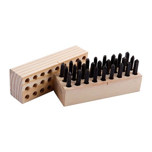 Stämpla egna kombinationer av siffror och specifikationer med dessa högkvalitativa stålstämplar, perfekta för att märka vapen och metallföremål.